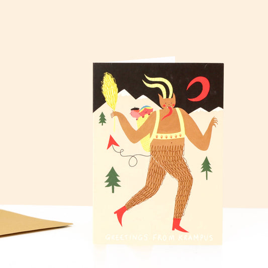 Greetings From Krampus Christmas Card | Folky Card | Unique