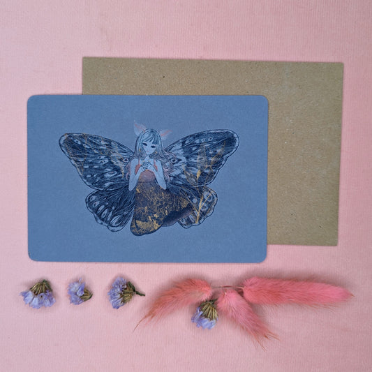 "Moth Girl" Postcard by Kalin Lin