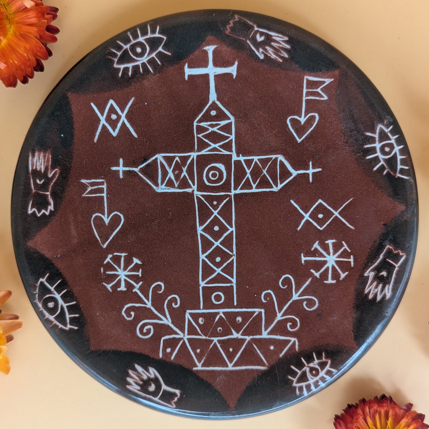 'Crossroads' Sgraffito Plate by Ciara Veronica Dunne