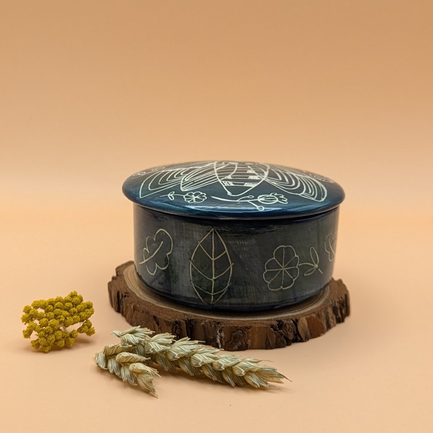 Lidded Box with Moth